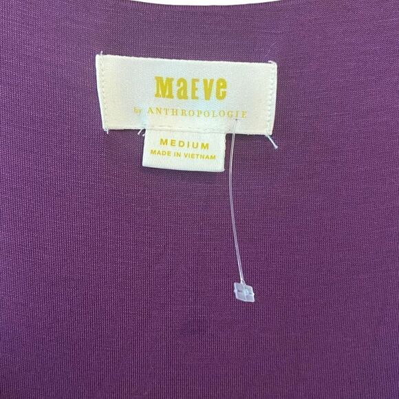 Maeve Sz M Purple Cottagecore Front Tie Boho Gypsy Vibe Rayon Stretch Midi Dress - Picture 6 of 8